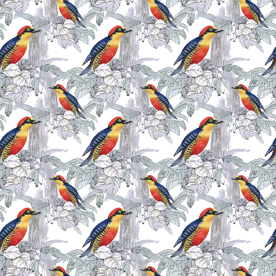 Stoffen rolgordijn met kleurrijke vogelprint