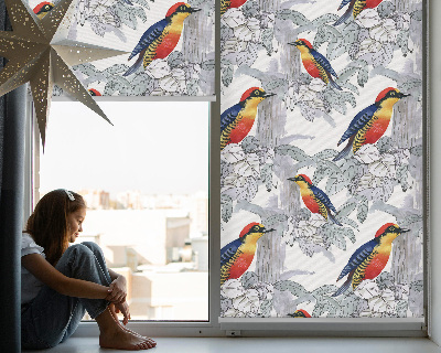 Stoffen rolgordijn met kleurrijke vogelprint