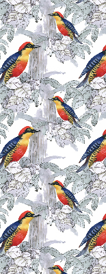 Stoffen rolgordijn met kleurrijke vogelprint