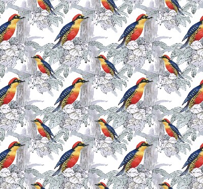 Stoffen rolgordijn met kleurrijke vogelprint