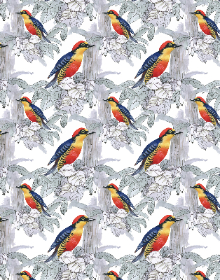 Stoffen rolgordijn met kleurrijke vogelprint