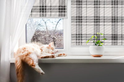 Binnengordijn in grijs tartan