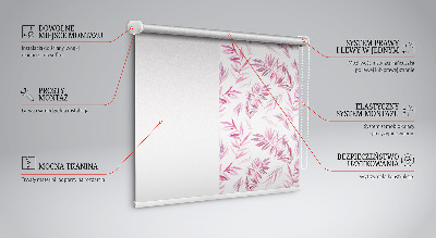 Binnenrolgordijn voor raam met roze bladeren