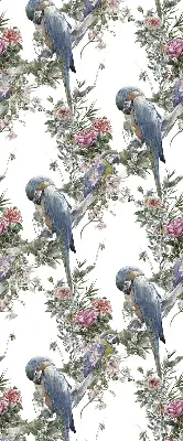 Stoffen rolgordijn met papegaaien op bloemenprint