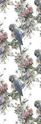 Stoffen rolgordijn met papegaaien op bloemenprint