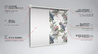 Stoffen rolgordijn met papegaaien op bloemenprint