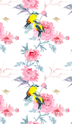 Binnengordijn met vogels op bloemen
