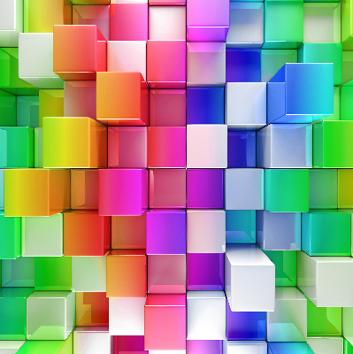 Binnengordijn met kleurrijke 3D-kubussen