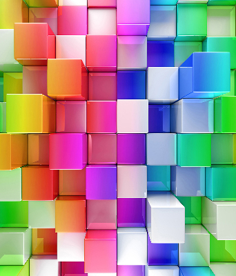 Binnengordijn met kleurrijke 3D-kubussen
