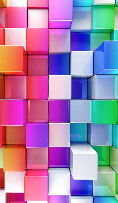 Binnengordijn met kleurrijke 3D-kubussen