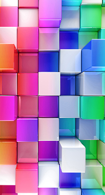 Binnengordijn met kleurrijke 3D-kubussen