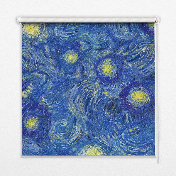 Binnenrolgordijn voor raam geschilderd blauw schilderij