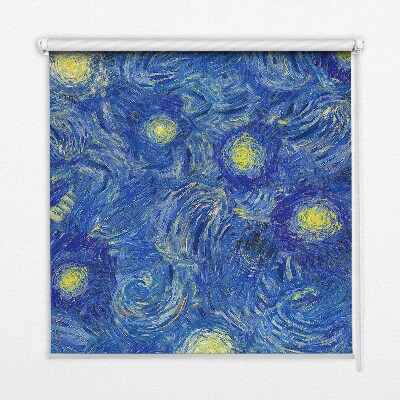 Binnenrolgordijn voor raam geschilderd blauw schilderij