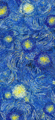 Binnenrolgordijn voor raam geschilderd blauw schilderij