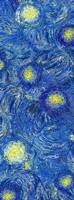 Binnenrolgordijn voor raam geschilderd blauw schilderij