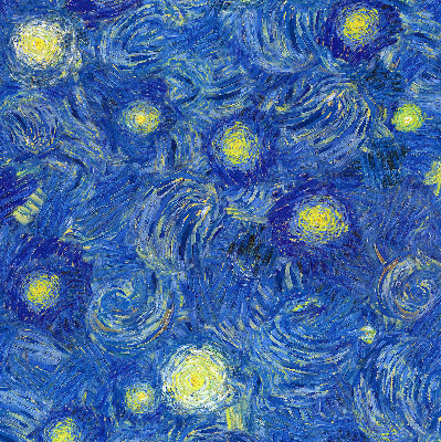Binnenrolgordijn voor raam geschilderd blauw schilderij