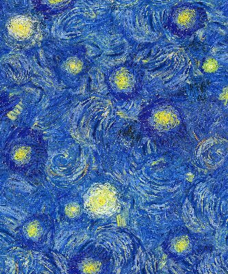 Binnenrolgordijn voor raam geschilderd blauw schilderij