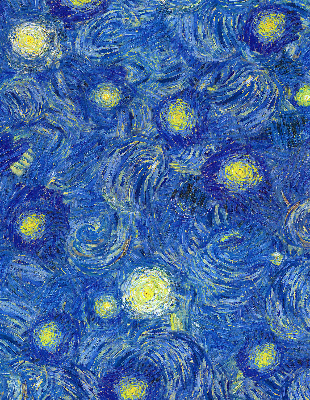 Binnenrolgordijn voor raam geschilderd blauw schilderij