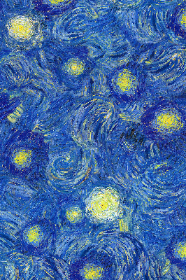Binnenrolgordijn voor raam geschilderd blauw schilderij