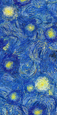 Binnenrolgordijn voor raam geschilderd blauw schilderij