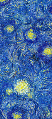 Binnenrolgordijn voor raam geschilderd blauw schilderij