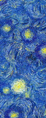Binnenrolgordijn voor raam geschilderd blauw schilderij