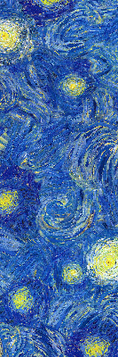Binnenrolgordijn voor raam geschilderd blauw schilderij