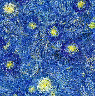 Binnenrolgordijn voor raam geschilderd blauw schilderij