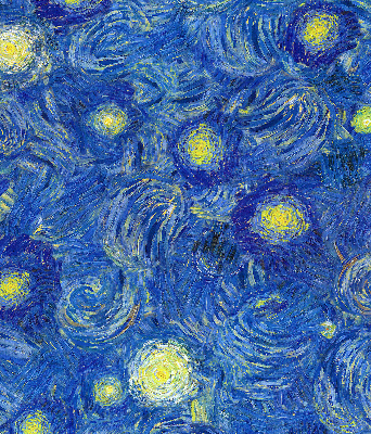 Binnenrolgordijn voor raam geschilderd blauw schilderij