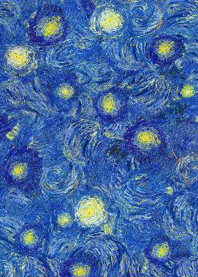 Binnenrolgordijn voor raam geschilderd blauw schilderij
