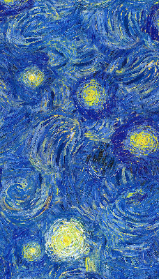 Binnenrolgordijn voor raam geschilderd blauw schilderij