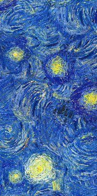 Binnenrolgordijn voor raam geschilderd blauw schilderij