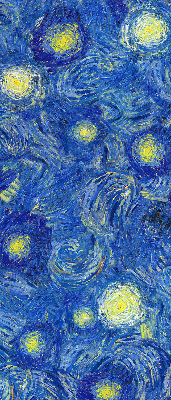 Binnenrolgordijn voor raam geschilderd blauw schilderij
