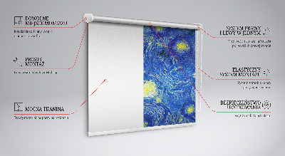 Binnenrolgordijn voor raam geschilderd blauw schilderij
