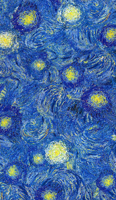 Binnenrolgordijn voor raam geschilderd blauw schilderij