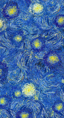 Binnenrolgordijn voor raam geschilderd blauw schilderij