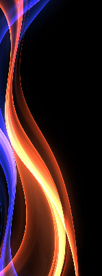 Binnengordijn met oranje en blauwe animatie