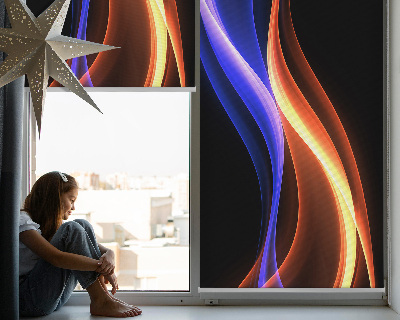 Binnengordijn met oranje en blauwe animatie