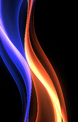 Binnengordijn met oranje en blauwe animatie