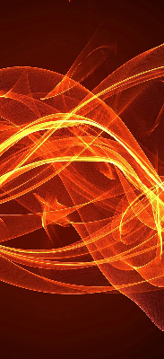 Binnengordijn met oranje abstracte print