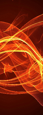 Binnengordijn met oranje abstracte print