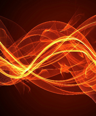 Binnengordijn met oranje abstracte print