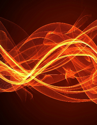 Binnengordijn met oranje abstracte print