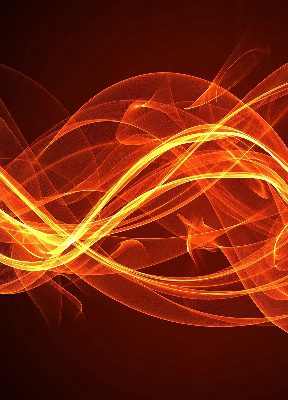 Binnengordijn met oranje abstracte print