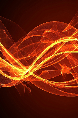 Binnengordijn met oranje abstracte print
