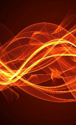 Binnengordijn met oranje abstracte print
