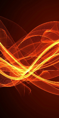 Binnengordijn met oranje abstracte print