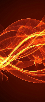 Binnengordijn met oranje abstracte print