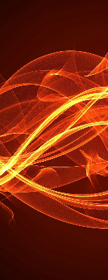 Binnengordijn met oranje abstracte print