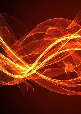 Binnengordijn met oranje abstracte print